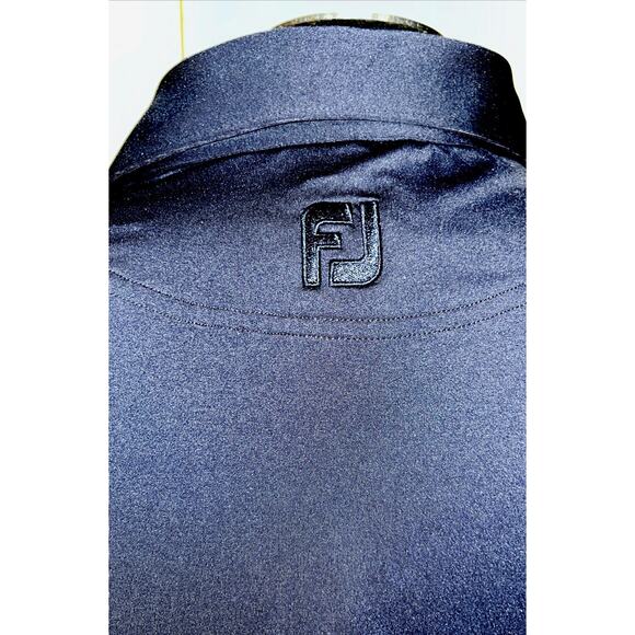 FJ Footjoy‎ Men’s Navy Golf Polo White Stripe Collar MED - Picture 4 of 8